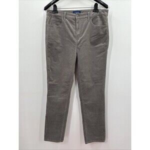 Talbots Pants Size 12 Women’s High Waist Straight Leg Gray Stretch Corduroy